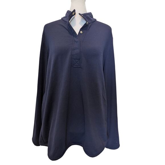 Fairway & Greene Kate Oldschool Navy Blue Snap Placket Sweatshirt XL - Picture 3 of 8